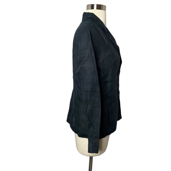 Eileen Fisher 100% Linen Black Button Front Blazer Jacket Size Small - Picture 2 of 8
